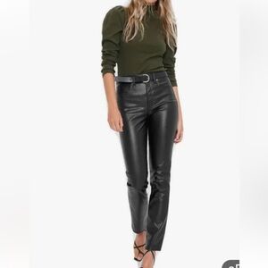 NWT GAP Plus size Vintage Slim High Rise Faux Leather Black Pants 34/ 18R
